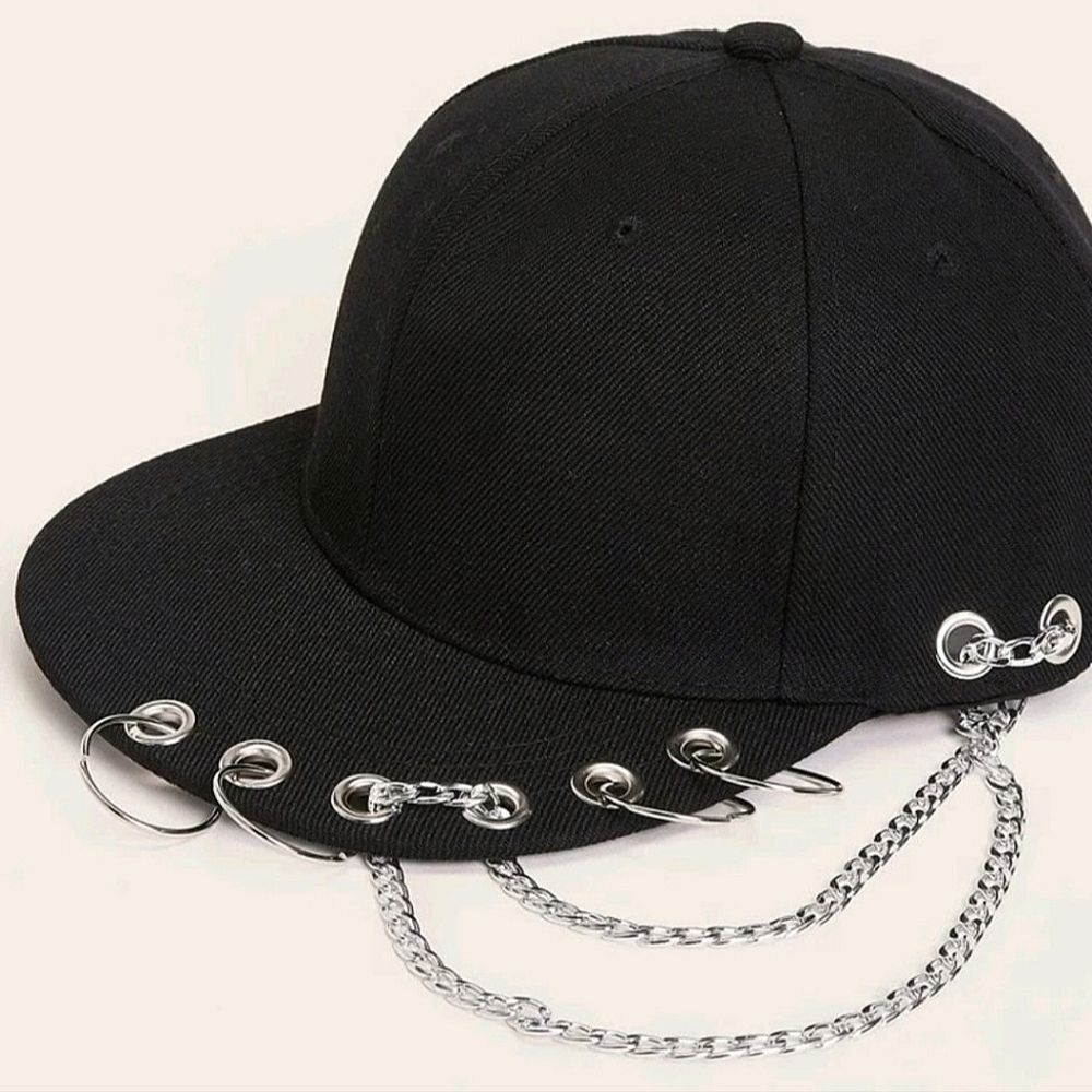 Black Metal Rings Baseball Hat Cap